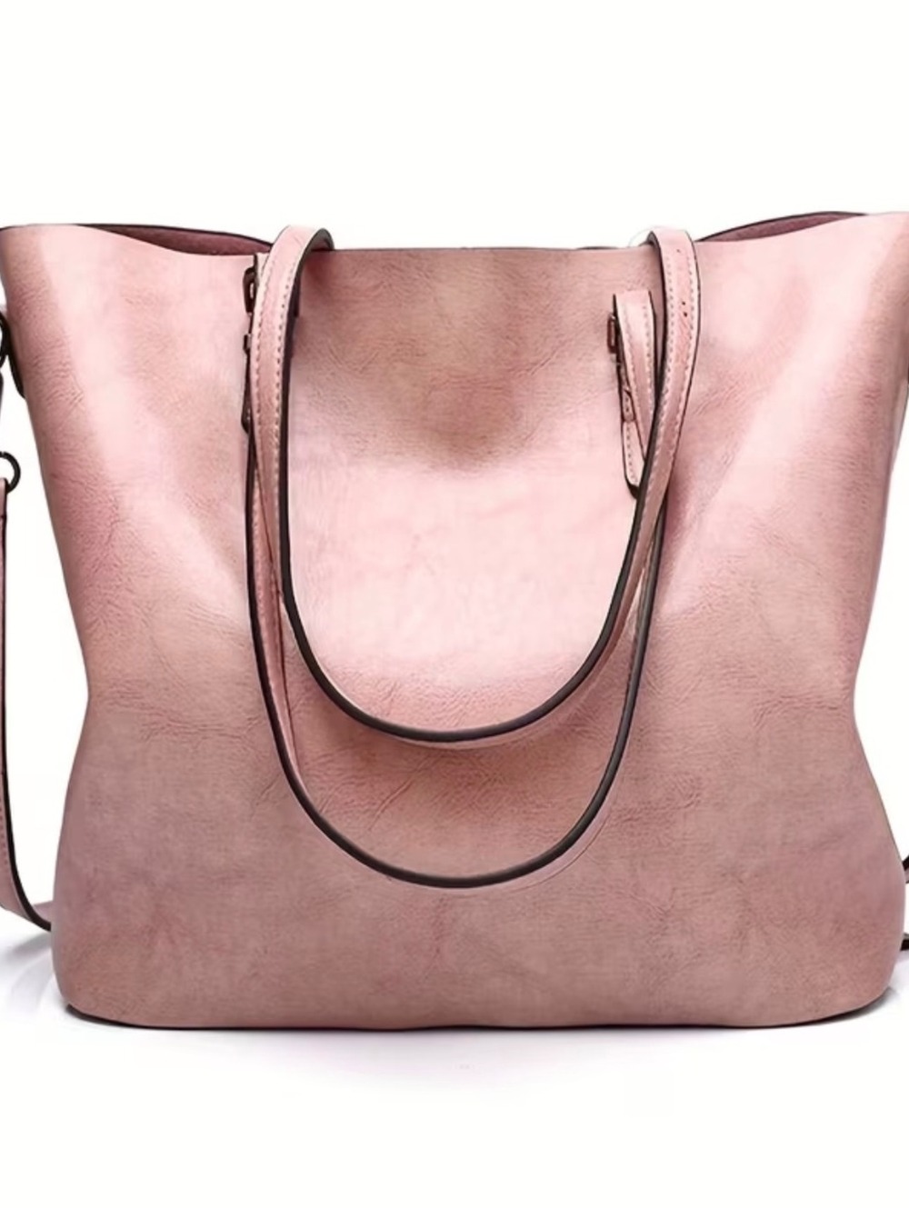 New -Gorgeous -Faux Leather Tote Shoulder Bag -Pink